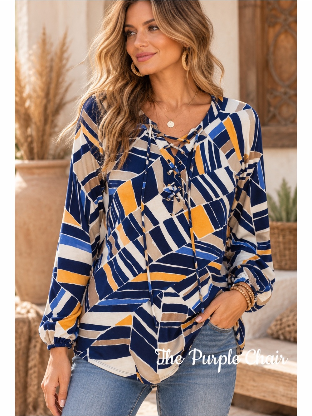 CHICOS NWT Contemporary Layers Lace-Up Top 2 (L/12)